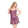 Secretsita Büyük Beden Mor Kısa Tül Gecelik