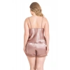 Secretsita Büyük Beden Vizon Saten Babydoll Şort Takımı