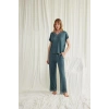 Secretsita Kısa Kollu V Yakalı Dantelli Pijama Takımı