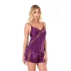 Secretsita Mor Saten Babydoll Şort Takımı