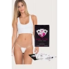 Secretsita Sexy Görselli Oyun Kartı Kama Sutra Beyaz Yanları Şeffaf İp Tanga Külot Seti