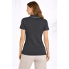 Triko Kumaş Yakalı Düğmesiz Açık Yaka Fitilli Kısa Kollu Regular Fit Tişört Tshirt  iyah