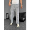 u Yolu Çizgili Cepli Pantalon  Gri