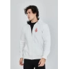 Unisex Baskılı Tam Fermuarlı Kapşonlu weathirt  Beyaz