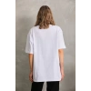 Unisex Bisiklet Yaka 20/1 Düz Oversize Thirt  Beyaz