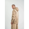 Unisex Double Oversize Kapşonlu Yıkamalı weathirt  Bej