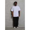 Unisex Oversize Düz Bisiklet Yaka Thirt  Beyaz
