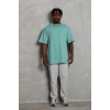 Unisex Oversize Düz Bisiklet Yaka Thirt  int Yeşili