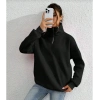 Unisex Uzun Kol Yarım Farmuarlı Yakalı Basic weathirt  iyah