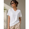 V Yaka Basic Tişört Kısa Kol Yazlık Regular Fit Thirt  Beyaz