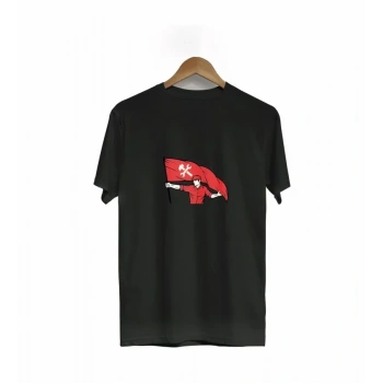 1 ayıs Emek Ve Dayanışma Bayraklı Emekçi Baskılı Bisiklet Yaka Tshirt  iyah
