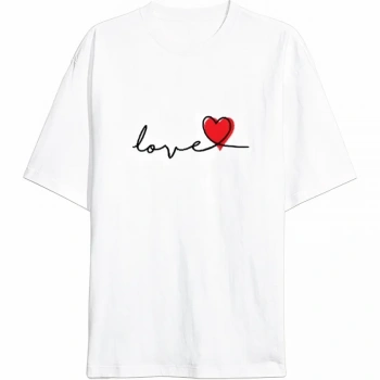 14 Şubat Tişört evgililer Günü İçin Özel Tasarım ove Baskılı Tshirt  Beyaz