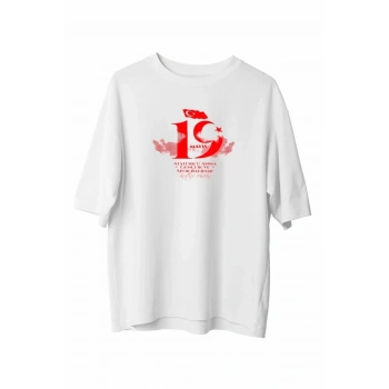 19 ayıs Unisex Baskılı Tshirt  Beyaz