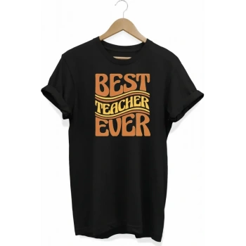 24 Kasım Öğretmenler Günü Hediye Baskılı Oversize Bisiklet Yaka Tshirt  iyah