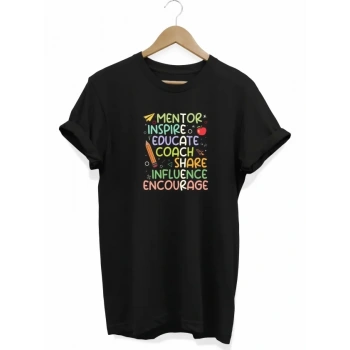 24 Kasım Öğretmenler Günü Hediye Temalı Oversize Bisiklet Yaka Tshirt  iyah
