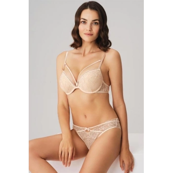 Secretsita Balenli Destekli Dolgulu Yaka Detaylı Taşlı Dantelli Sütyen ve String Takım
