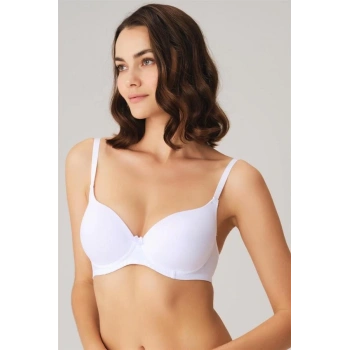 Secretsita Beyaz Balenli Desteksiz Dolgusuz Askıları Çıkabilen Günlük Klasik T-Shirt Sütyeni