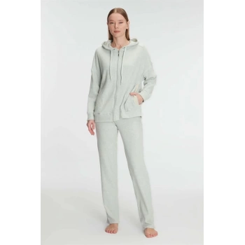 Secretsita Pamuklu Homesuit Kapüşonlu Fermuarlı Ev Giyim Pijama Takımı