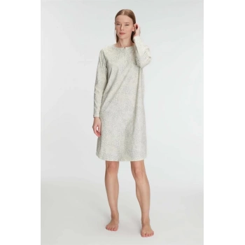 Secretsita Pamuklu Uzun Kollu Gecelik