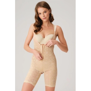 Secretsita Toparlayıcı Vücut İnceltici Dikişli Fermuarlı Uzun Paca Altı Açık Sıkı Badi Korse