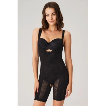 Secretsita Toparlayıcı Vücut İnceltici Dikişli Fermuarlı Uzun Paca Altı Açık Sıkı Badi Korse