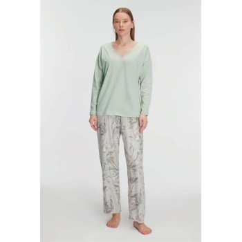 Secretsita Uzun Kol V Yaka Pijama Takımı