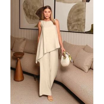 Asimetrik Bluz  Pantolon İkili Takım