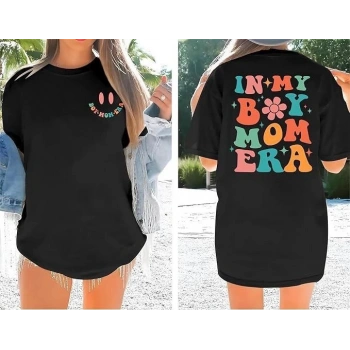 Bisiklet Yaka Kısa Kol Baskılı Tshirt  iyah