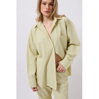 Çizgili Cep Detay Gömlek