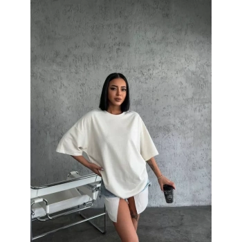 Düz Biskilet Yaka  Tshirt  Beyaz