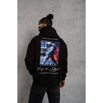 Erkek Astronot Baskılı Kapüşonlu weat  iyah