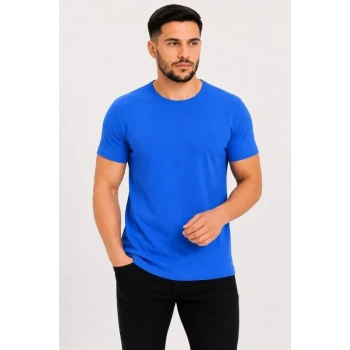 Erkek Basic Tişört Bisiklet Yaka Kısa Kol Günlük Yazlık lim Fit Thirt  aks avisi