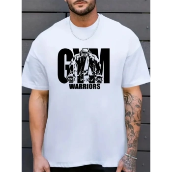 Erkek Baskılı Bisiklet Yaka Erkek Tshirt  Beyaz
