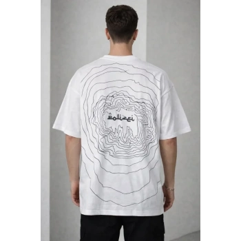 Erkek Bisiklet Yaka Baskılı Kısa Kollu Tişört treetwear Günlük Basic Pamuklu Tshirt  Beyaz
