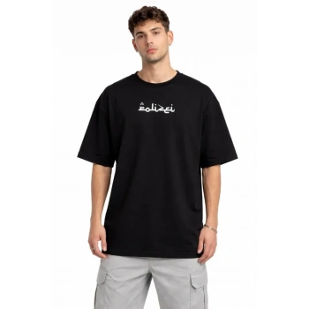 Erkek Bisiklet Yaka Baskılı Kısa Kollu Tişört treetwear Günlük Basic Pamuklu Tshirt  iyah