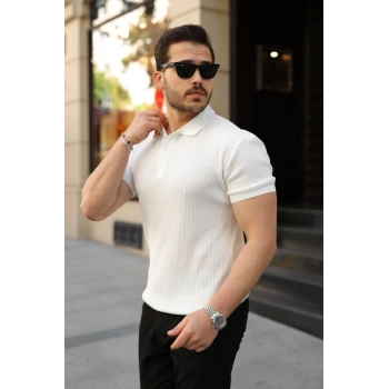 Erkek Düğmeli Yaka Kısa Kollu Triko Tişört