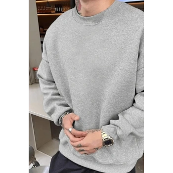 Erkek Düz Bisiklet Yaka weat  Gri