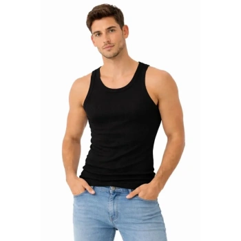 Erkek Fitilli ikralı Kaşkorse Atlet Vücuda Oturan Basic Şıklık  iyah