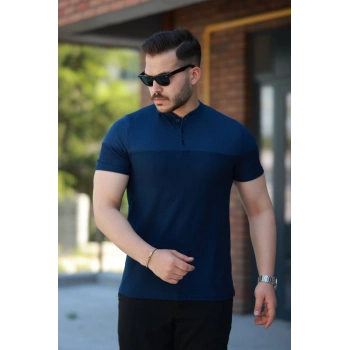 Erkek Hakim Yakalı Kısa Kollu Pamuklu Tshirt