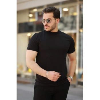Erkek Ince çizgi Dokulu Kısa Kollu Tshirt