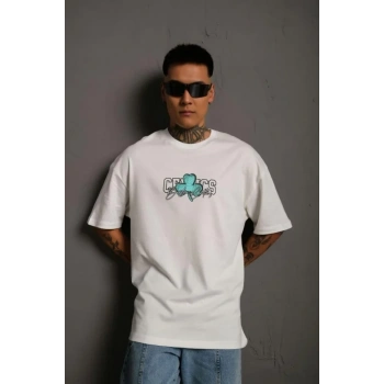 Erkek ırt Baskılı Tshirt  Beyaz