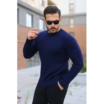 Erkek örgü Desen Bisiklet Yaka Kazak