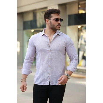 Erkek Pamuklu Keten Gömlek