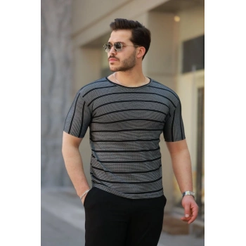 Erkek Petek Desenli Kısa Kollu Tshirt