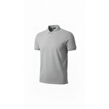 Erkek Pike Kumaş Düğmeli Yaka Regular Fit Günlük Kısa Kol Tişört Tshirt  Gri
