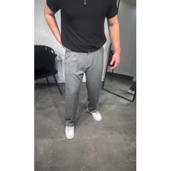 Erkek Pileli Kumaş Baggy Pantolon