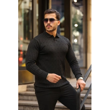 Erkek Saç örgü Desen Uzun Kollu Triko