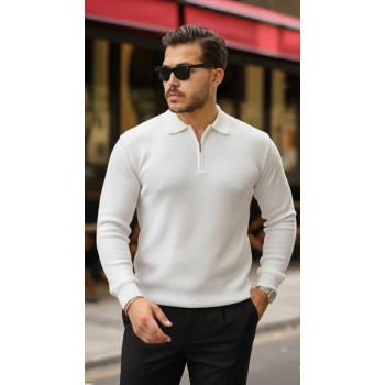 Erkek Selanik örme Yakalı Uzun Kollu Triko