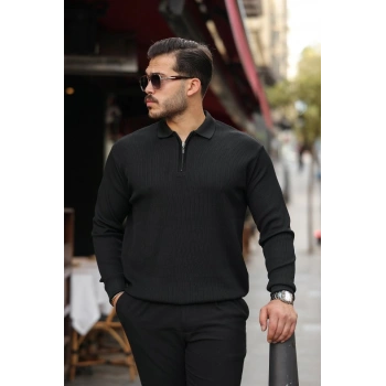 Erkek Selanik örme Yakalı Uzun Kollu Triko