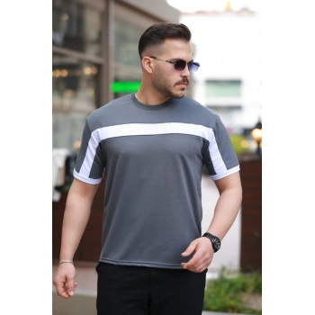 Erkek şerit Detaylı Kısa Kollu Tshirt